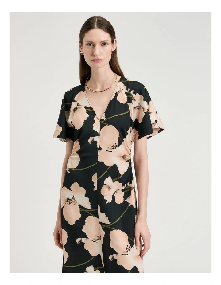 Blush Poppy Satin Back Crepe Dress in Black image 3