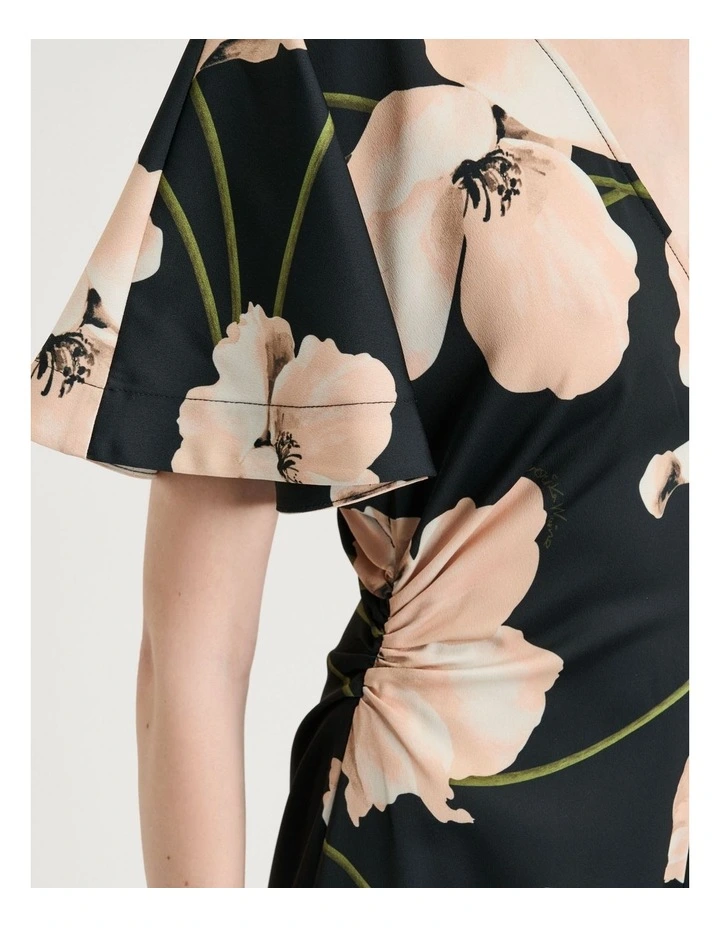 Blush Poppy Satin Back Crepe Dress in Black image 4
