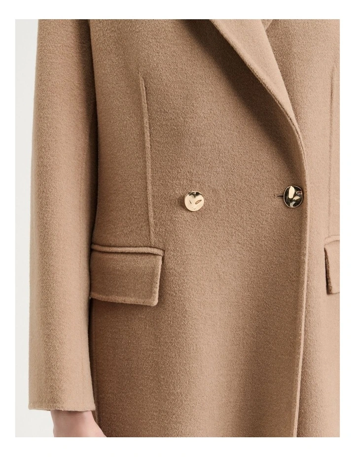 Double Faced Wool Long Coat in Tan image 6