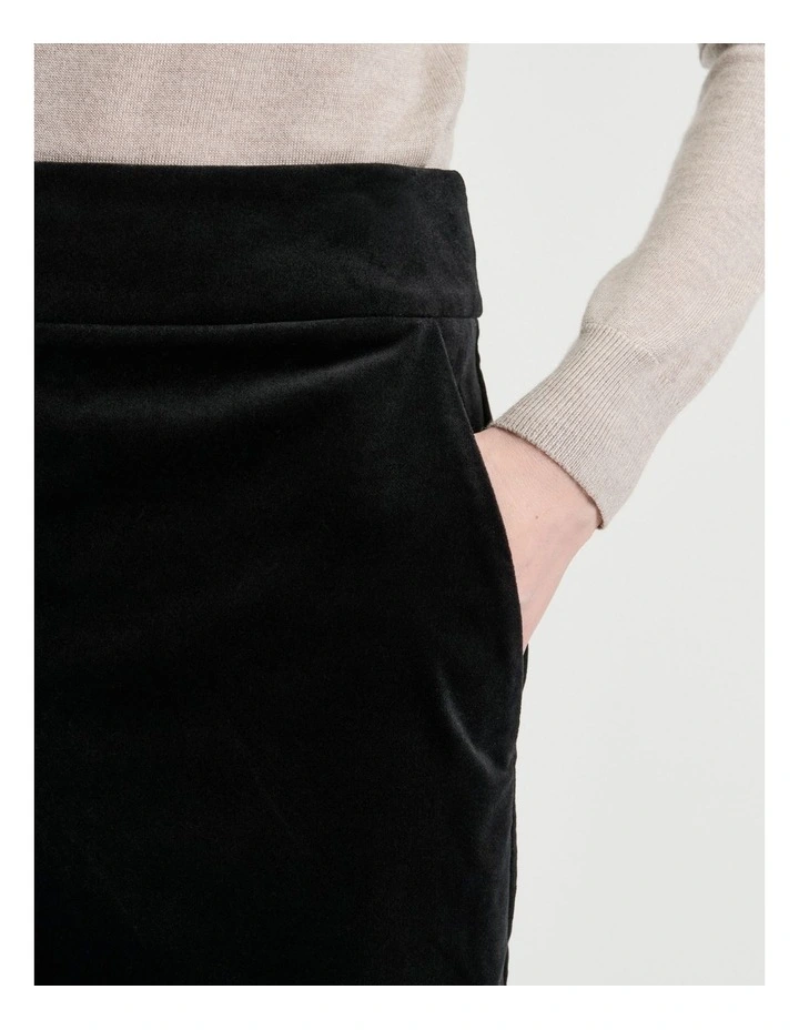Stretch Velvet Flared Pant in Black image 3