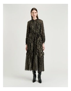 Metallic Jacquard Georgette Dress in Black