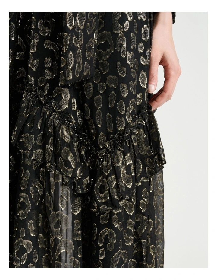 Metallic Jacquard Georgette Dress in Black image 4