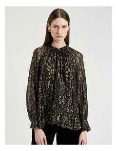 Metallic Jacquard Georgette Blouse