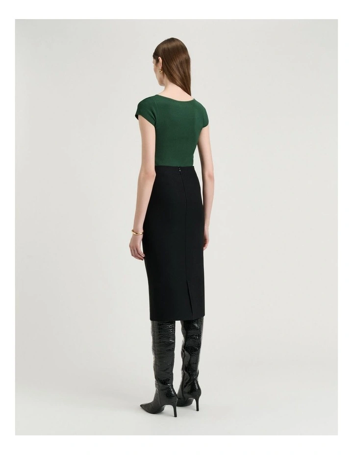 Ribbed Cap Sleeve Boat Neck Knit image 2