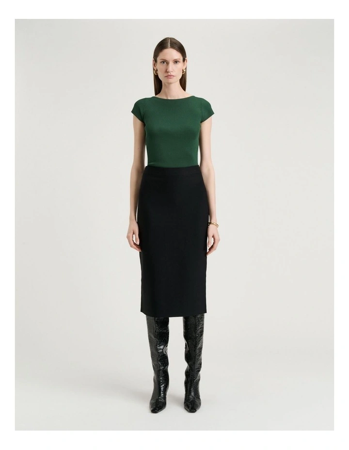 Ribbed Cap Sleeve Boat Neck Knit image 4
