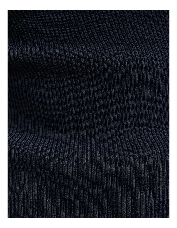 Ribbed Cap Sleeve Boat Neck Knit in Black image 3
