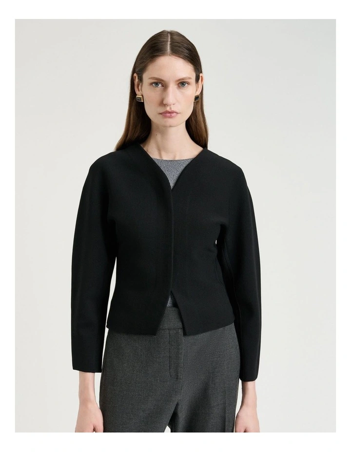 Milano Curved Front Jacket In Black image 1
