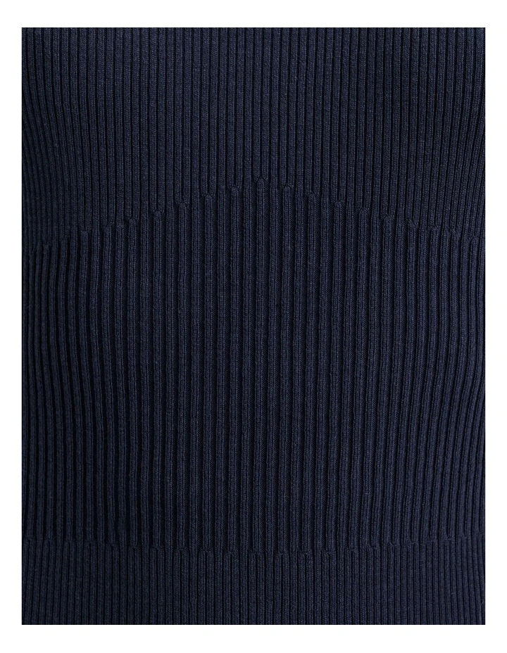 Cotton Silk Blend Crew Neck Ribbed Knit Top image 3