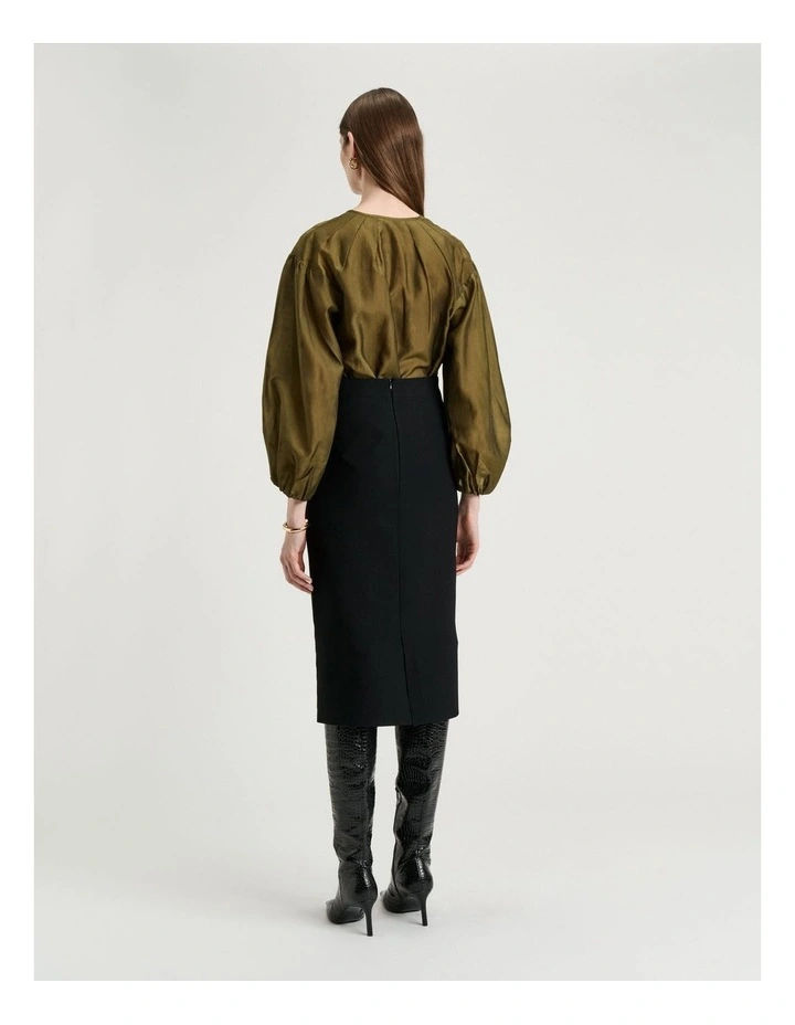 Light Lyocell Blend Blouson Sleeve Top image 2