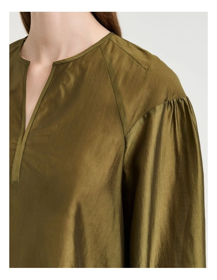 Light Lyocell Blend Blouson Sleeve Top image 3