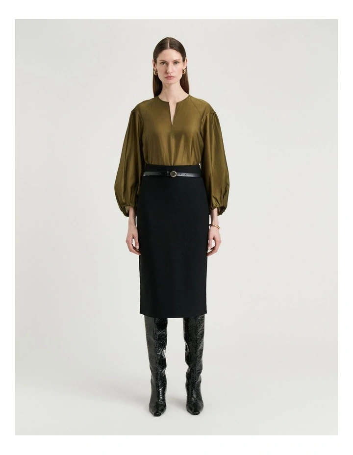Light Lyocell Blend Blouson Sleeve Top image 5