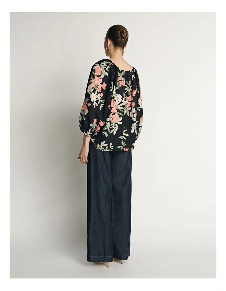 Palm Floral Viscose Linen Blouse image 2