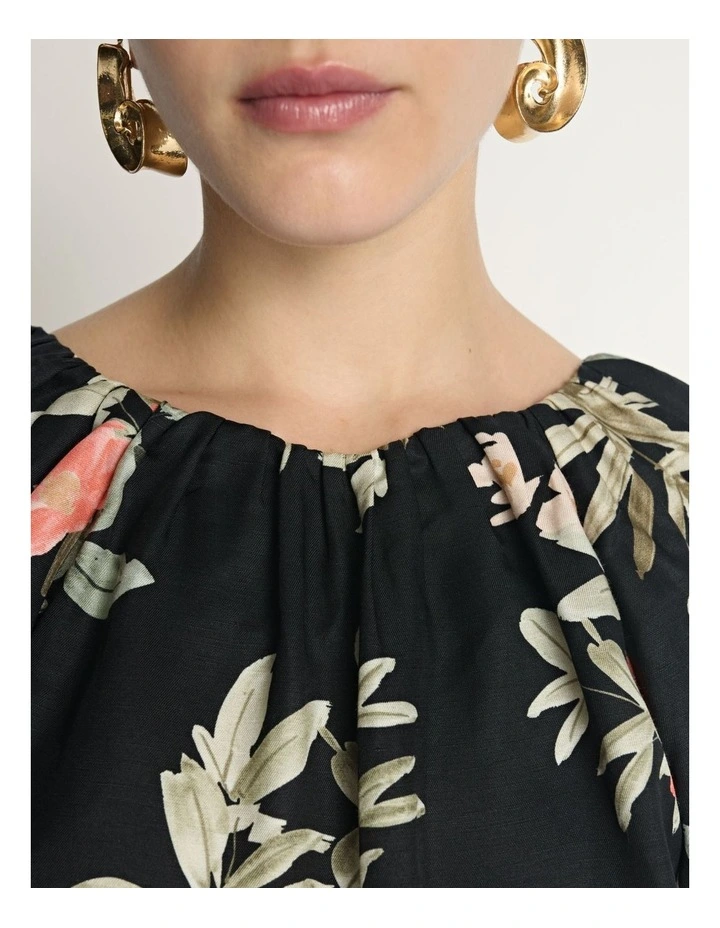 Palm Floral Viscose Linen Blouse image 3