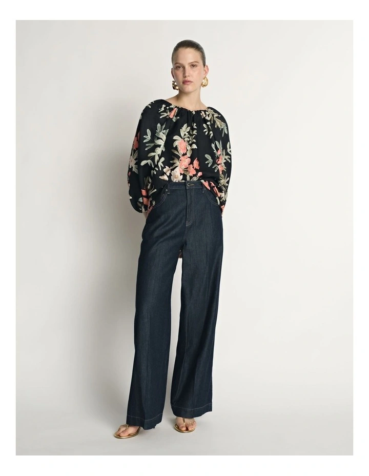 Palm Floral Viscose Linen Blouse image 4