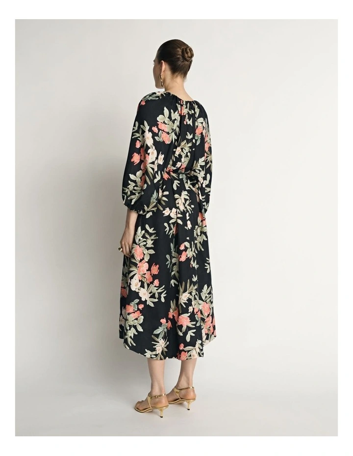 Palm Floral Viscose Linen Midi Dress image 2