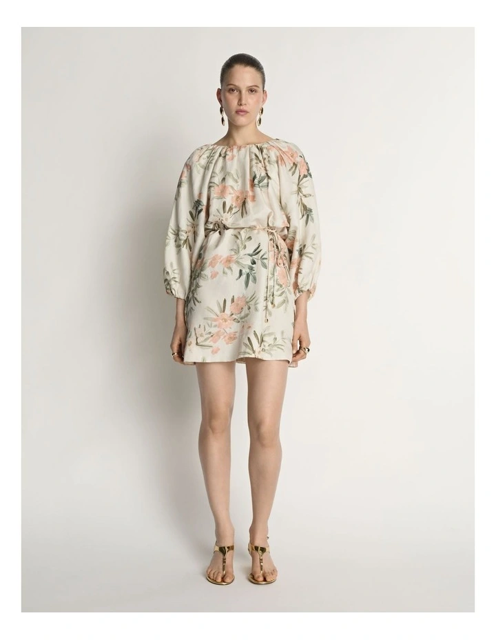 Palm Floral Viscose Linen Mini Dress image 1