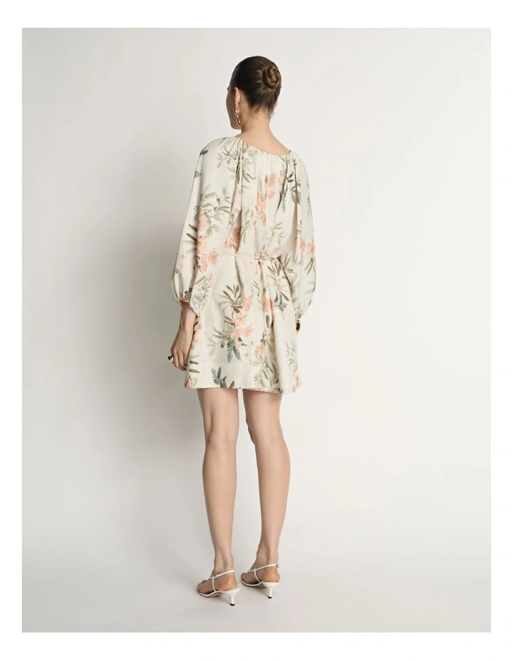 Palm Floral Viscose Linen Mini Dress image 2