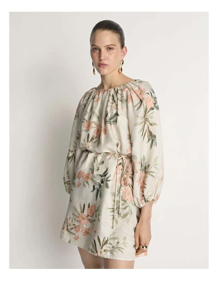 Palm Floral Viscose Linen Mini Dress image 3