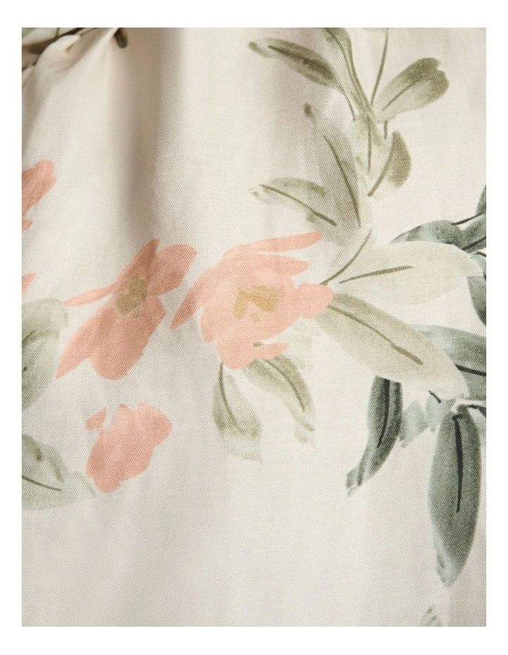Palm Floral Viscose Linen Mini Dress image 4