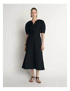 Boucle Tuck Sleeve Dress