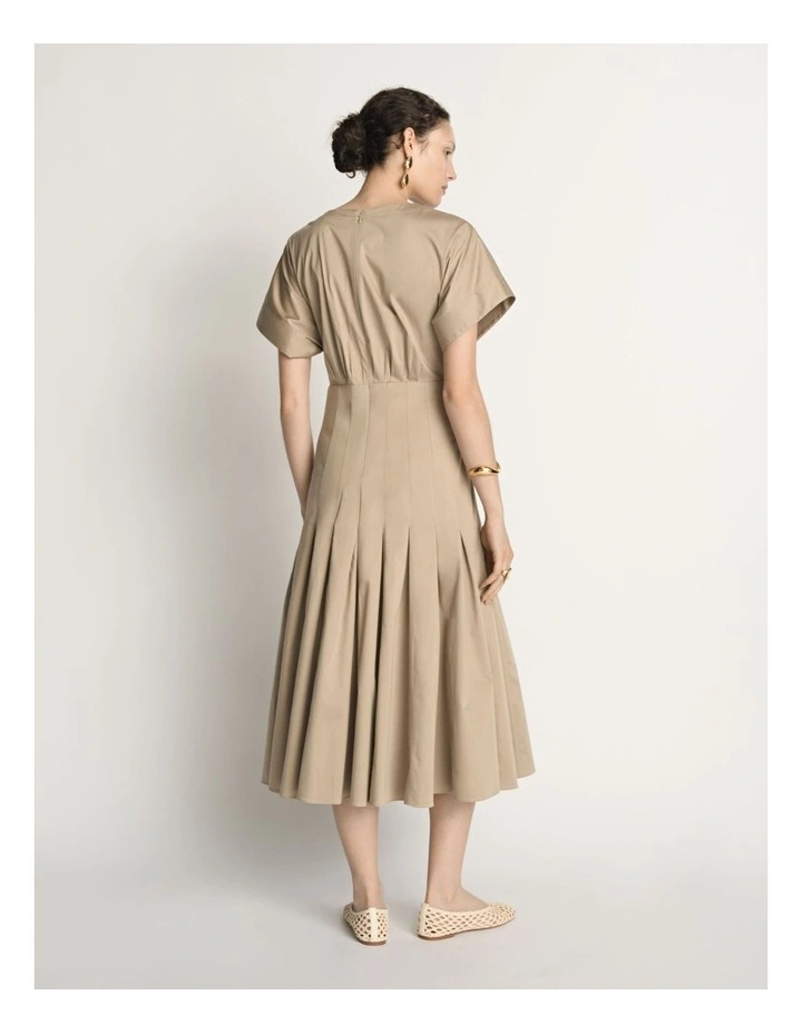 Stretch Cotton Pleat Midi Dress image 2