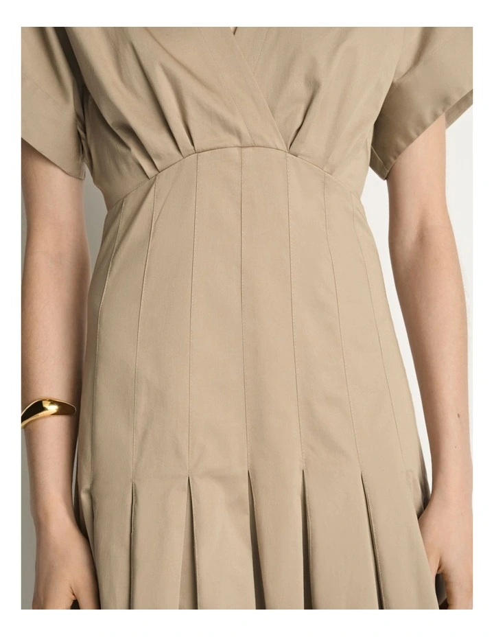 Stretch Cotton Pleat Midi Dress image 4