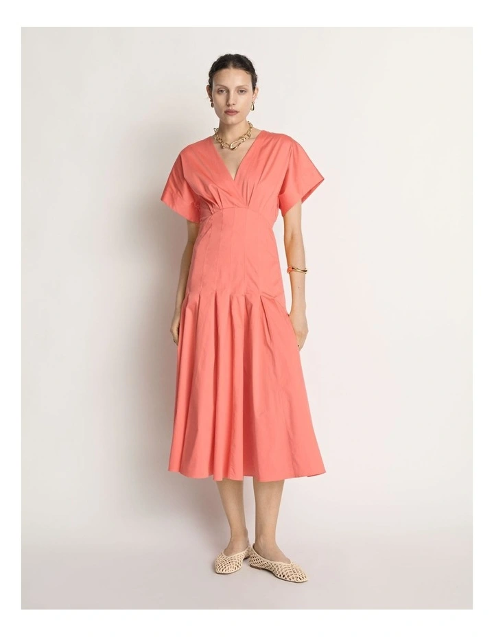 Stretch Cotton Pleat Midi Dress image 1