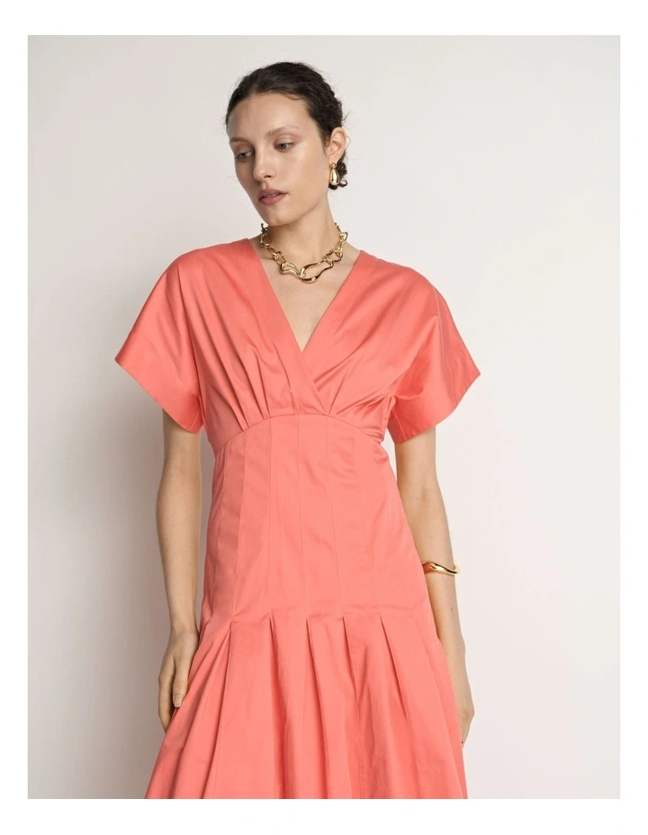 Stretch Cotton Pleat Midi Dress image 3