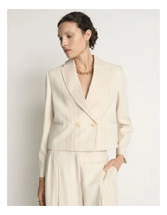 Embroidered Stripe Cropped Blazer