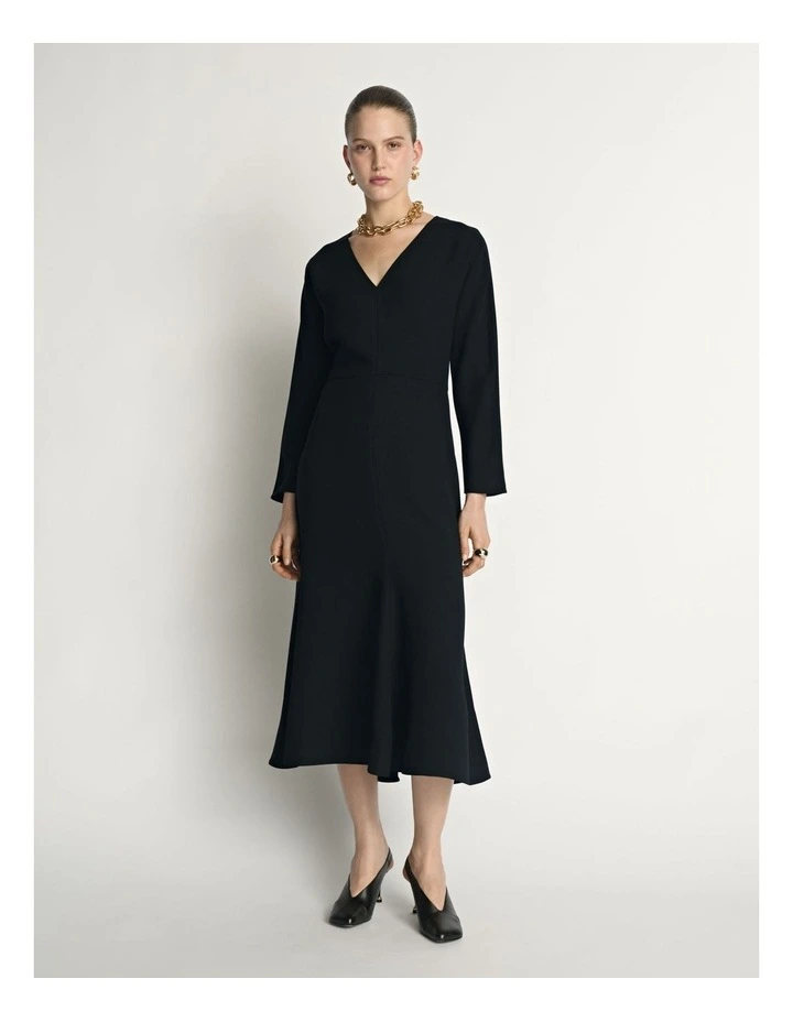 Double Weave V Neck Midi Dress image 1