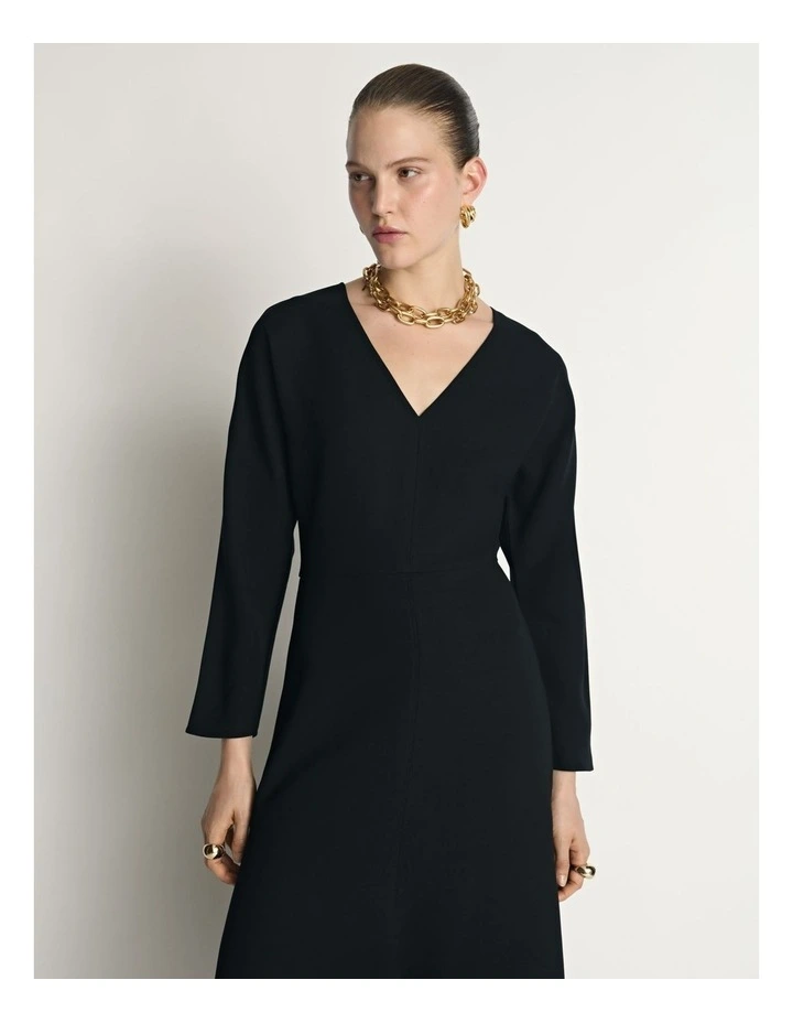 Double Weave V Neck Midi Dress image 3