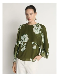 Stamp Floral Georgette Blouse