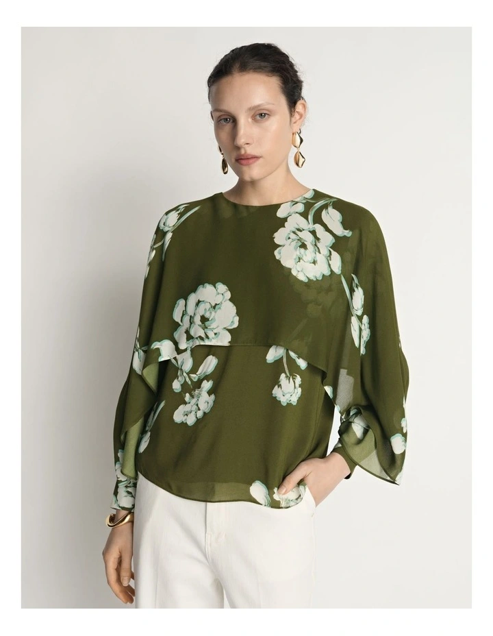 Stamp Floral Georgette Blouse image 1