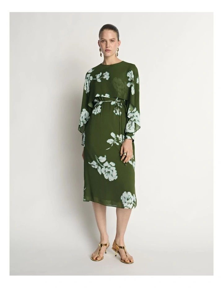 Stamp Floral Georgette Midi Dress image 1