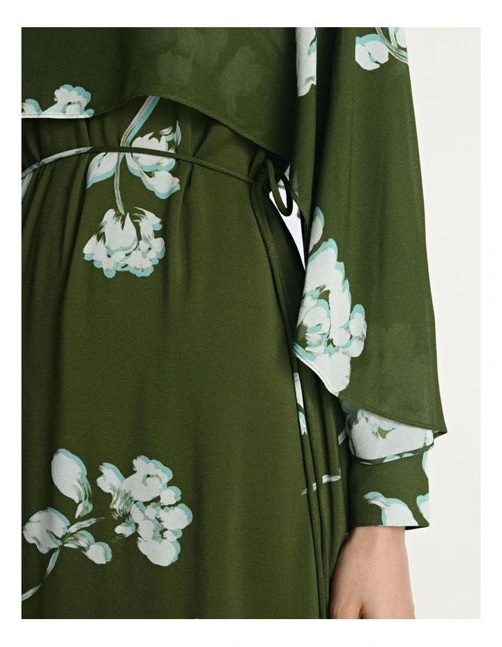 Stamp Floral Georgette Midi Dress image 3