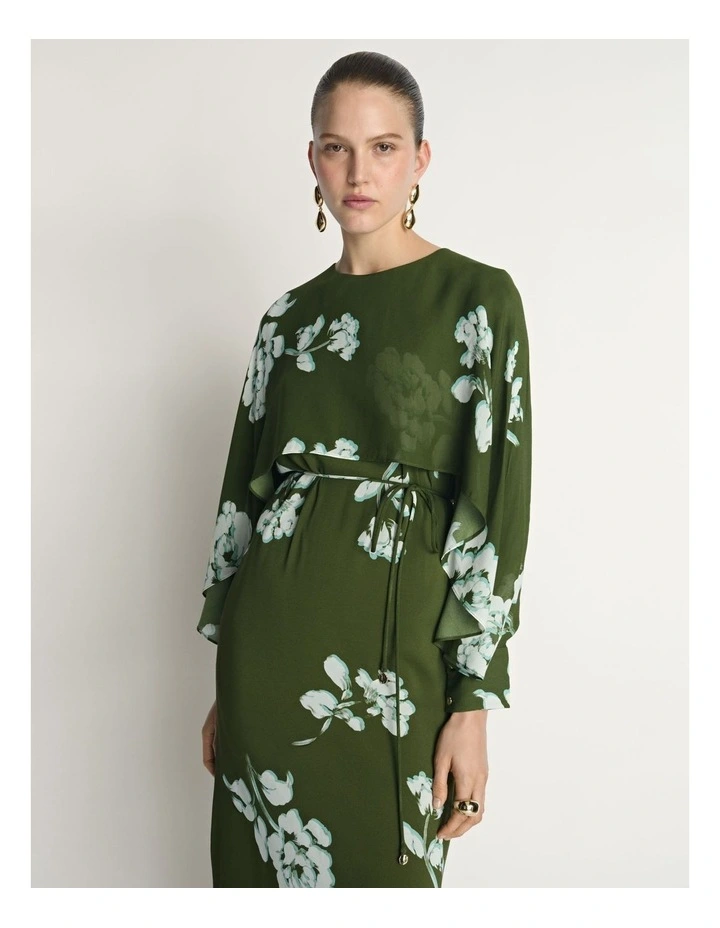 Stamp Floral Georgette Midi Dress image 4