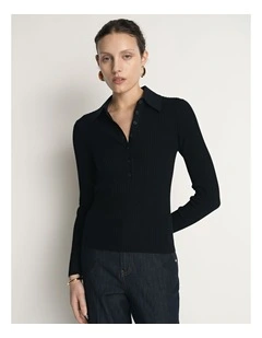 Cotton Silk Ribbed Polo