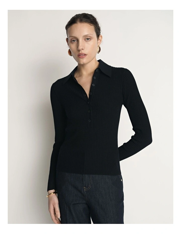 Cotton Silk Ribbed Polo image 1