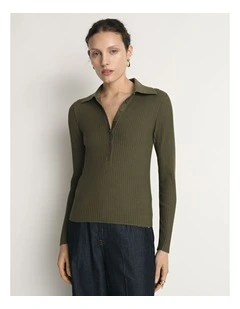 Cotton Silk Ribbed Polo