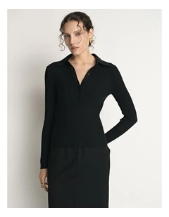 Cotton Silk Ribbed Polo