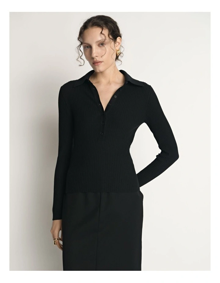 Cotton Silk Ribbed Polo image 1