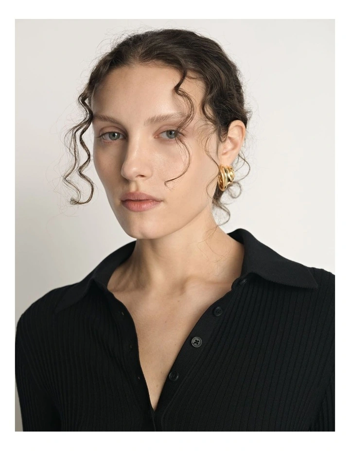Cotton Silk Ribbed Polo image 3