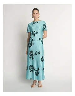 Stamp Floral Bias Dress