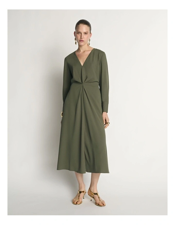 Crepe Tucked Waist Midi Dress image 1