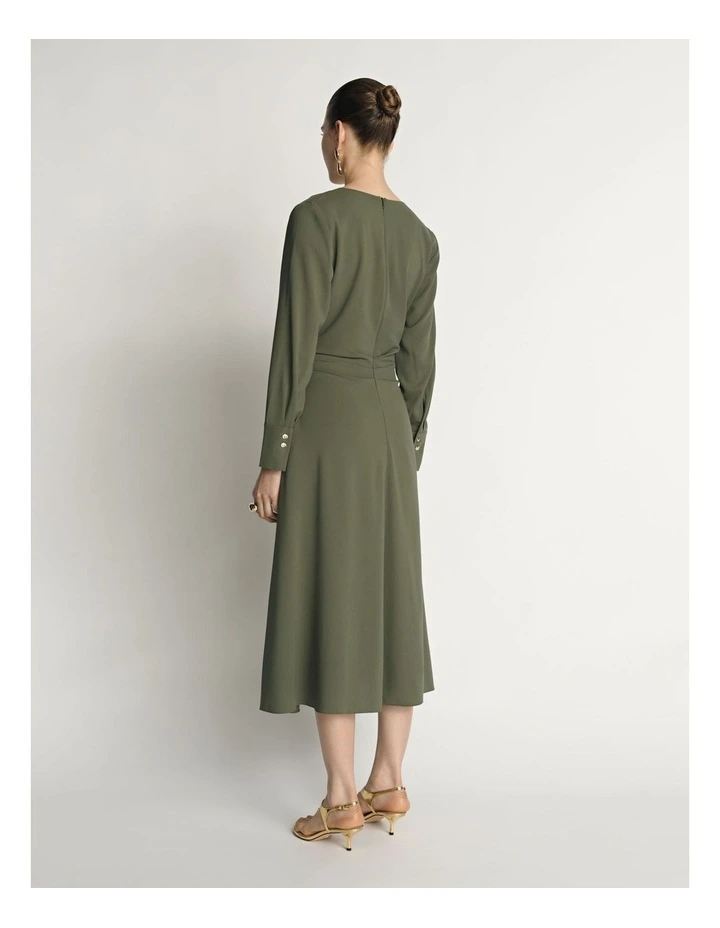Crepe Tucked Waist Midi Dress image 2