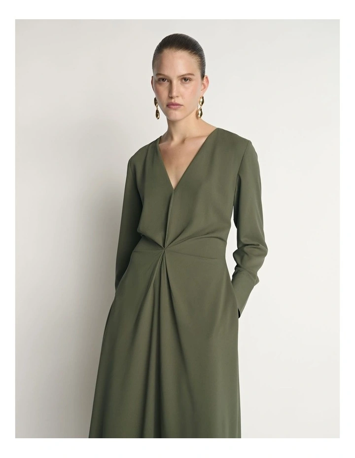 Crepe Tucked Waist Midi Dress image 3
