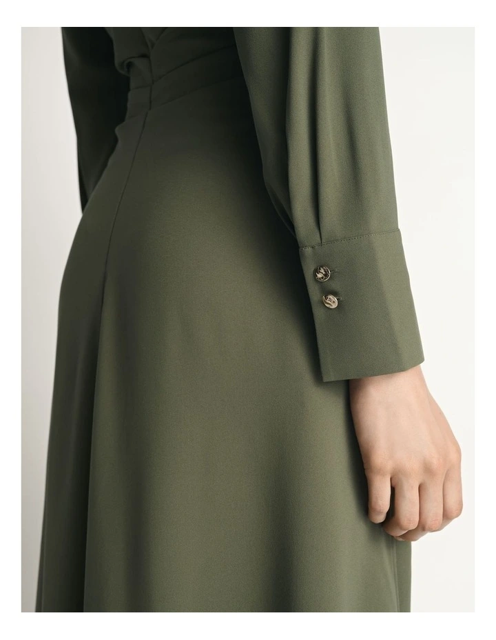 Crepe Tucked Waist Midi Dress image 5