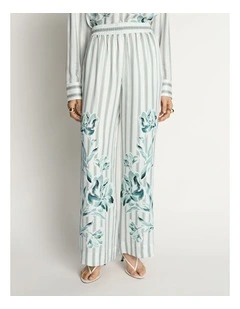 Floral Pinstripe Wide Leg Pant