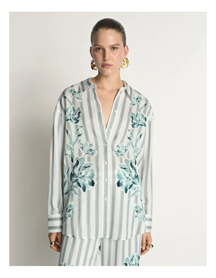 Floral Pinstripe Relaxed Shirt image 1