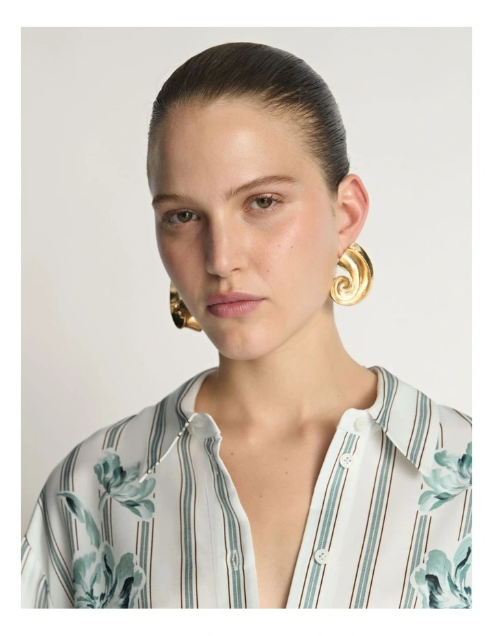Floral Pinstripe Relaxed Shirt image 3